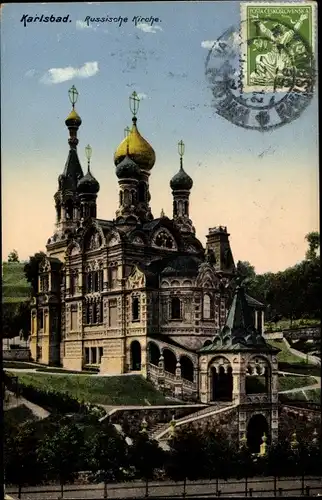 Ak Karlovy Vary Karlsbad Stadt, Ansicht der Russische Kirche