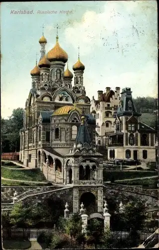 Ak Karlovy Vary Karlsbad Stadt, Russische Kirche