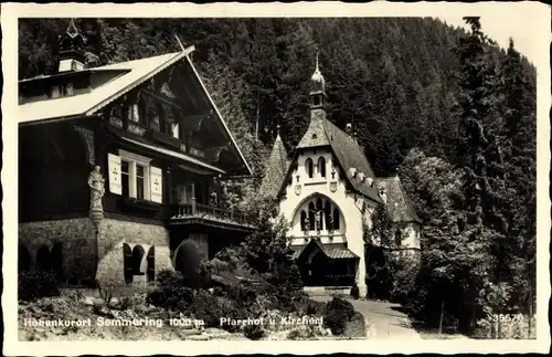 Ak Semmering in Niederösterreich, Pfarrhof und Kircherl