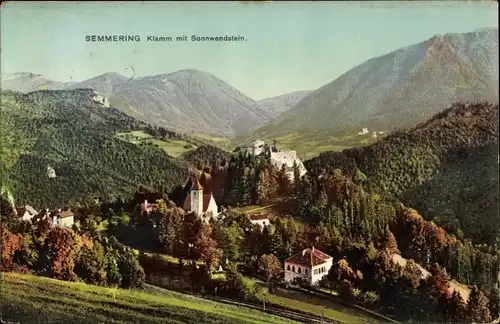 Ak Semmering in Niederösterreich, Klamm, Sonnwendstein
