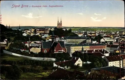 Ak Staré Brno Brno Brünn Südmähren, Panorama s Kostelem Fadu Augustinianu