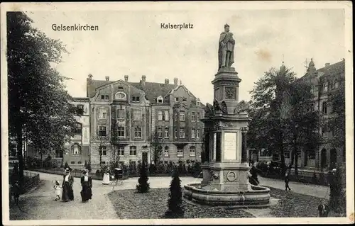 Ak Gelsenkirchen im Ruhrgebiet, Kaiserplatz, Denkmal