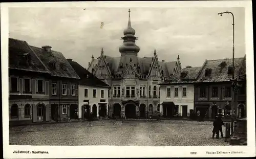 Ak Jilemnice Starkenbach Region Reichenberg, Marktplatz