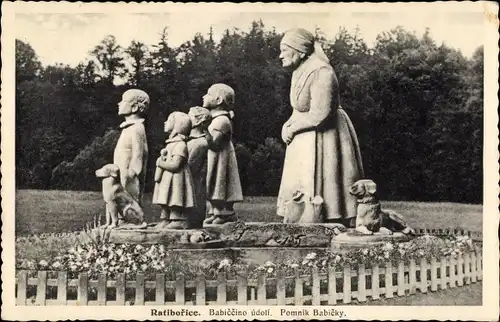 Ak Ratiborice Ratiborschütz Mittelböhmen, Babicky-Denkmal