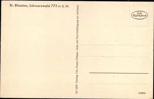 Ak Sankt Blasien im Schwarzwald, Gesamtansicht