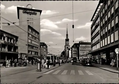 Ak Dortmund im Ruhrgebiet, Kampstraße, Geschäfte, Straßenbahn