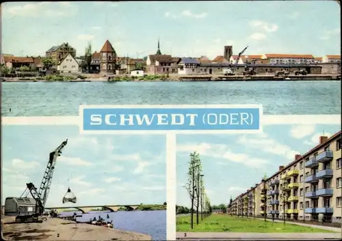 Ak Schwedt an der Oder, Stadtbrücke, Leninallee, Siedlung