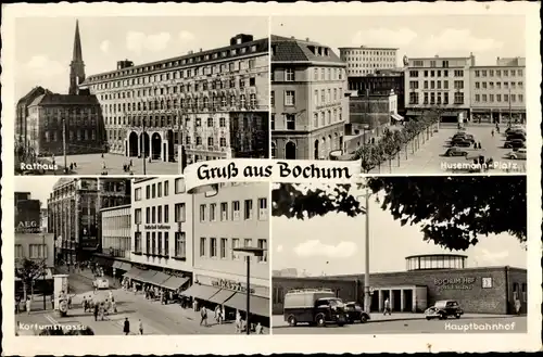 Ak Bochum im Ruhrgebiet, Rathaus, Husemann-Platz, Hauptbahnhof, Kortumstraße