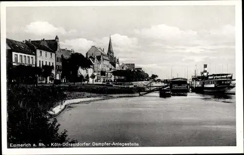 Ak Emmerich am Niederrhein, Köln-Düsseldorfer Dampfer-Anlegestelle, Schiffe