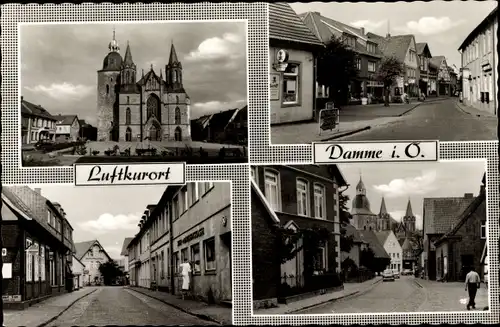 Ak Damme am Dümmer See Niedersachsen, Kirche, Straßenpartien