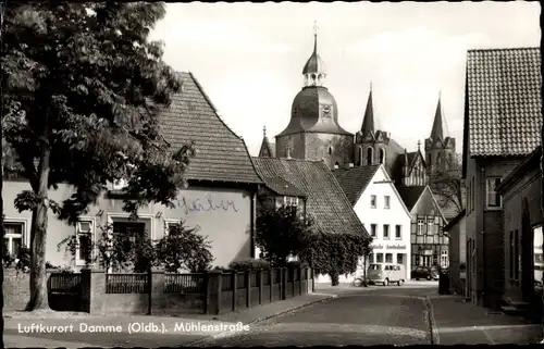 Ak Damme am Dümmer in Oldenburg, Mühlenstraße, Kirchtürme