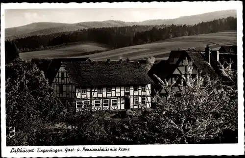 Ak Ziegenhagen Witzenhausen in Hessen, Gast- und Pensionshaus Zur Krone, Fachwerkhaus