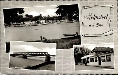 Ak Hohnstorf an der Elbe, Cafe Koch, Elbbrücke