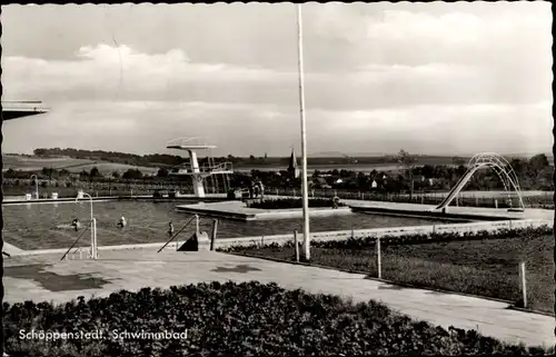 Ak Schöppenstedt in Niedersachsen, Schwimmbad, Sprungturm, Rutsche