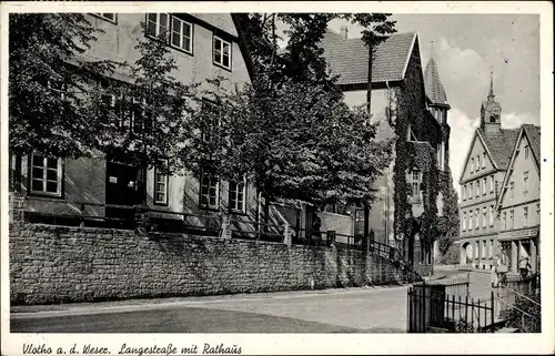 Ak Vlotho Weser, Blick in die Langestraße, Rathaus