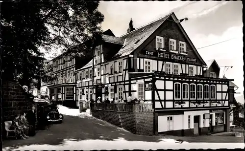 Ak Nordenau Schmallenberg im Sauerland, Hotel Gnacke, Fachwerkhaus