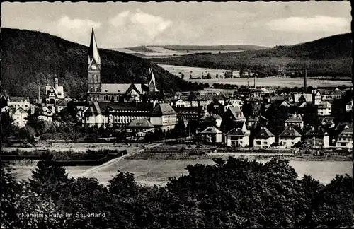 Ak Neheim Arnsberg im Sauerland, Ruhe, Totalansicht, Kirchturm