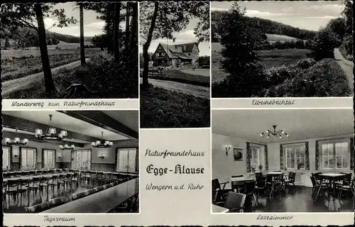 Ak Wengern Wetter an der Ruhr, Naturfreundehaus Egge-Klause, Elbschebachtal, Tagesraum