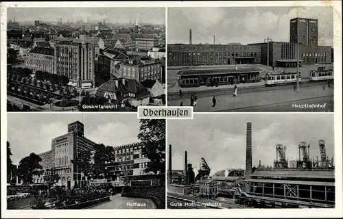 Ak Oberhausen am Rhein Nordrhein Westfalen, Gute Hoffnungshütte, Waggons, Hauptbahnhof