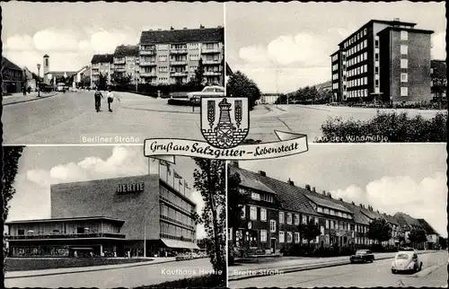 Ak Lebenstedt Salzgitter in Niedersachsen, Berliner Straße, Kaufhaus Hertie, An der Windmühle