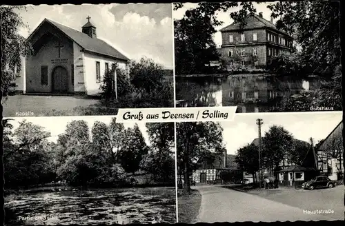 Ak Deensen in Niedersachsen, Gutshaus, Kapelle, Teich, Hauptstraße