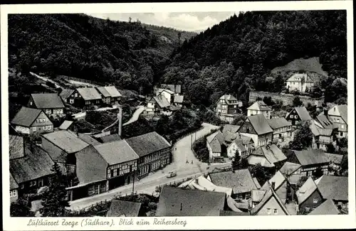 Ak Zorge im Harz, Blick zum Reihersberg, Fachwerkbauten