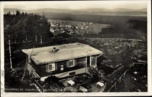 Ak Hahnenklee Bockswiese Goslar im Harz, Blockhütte, Blocksberg