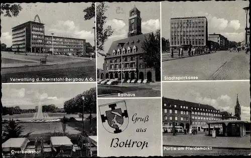 Ak Bottrop im Ruhrgebiet, Stadtsparkasse, Rathaus, Verwaltung Rheinstahl-Bergbau AG, Pferdemarkt