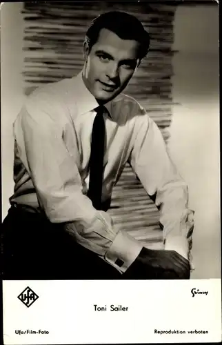 Ak Schauspieler und Skirennfahrer Toni Sailer, Portrait, Ufa Film, Der schwarze Blitz