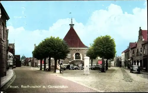 Ak Arcen Venlo Limburg Niederlande, Raadhuisplein m. Gemeentehuis