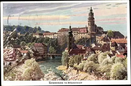 Ak Český Krumlov Krumau Reg. Südböhmen, Schloss, Ortschaft