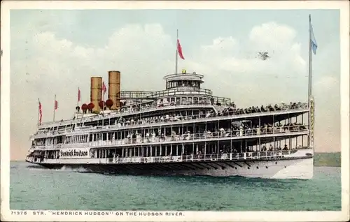 Ak Steamer Hendrick Hudson, Hudson River, Raddampfer