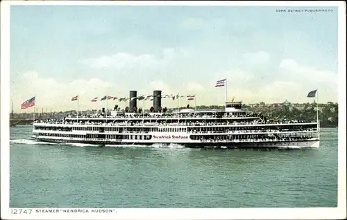 Ak Steamer Hendrick Hudson, Hudson River, Raddampfer