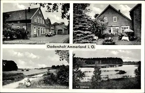 Ak Godensholt Apen in Oldenburg, Gasthaus Schützenhof, Drakamp, Garten