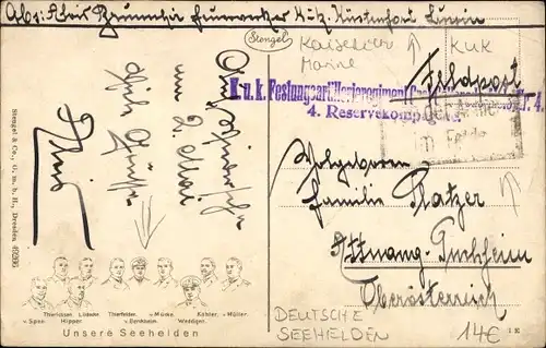 Künstler Ak Deutsche Seehelden, Weddigen, von Spee, Hipper, von Mücke, v. Müller, Kaiserliche Marine