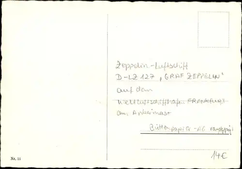 Ak Luftschiff LZ 127 Graf Zeppelin am Landungsmast, Flughafen Rhein Main, Frankfurt/Main
