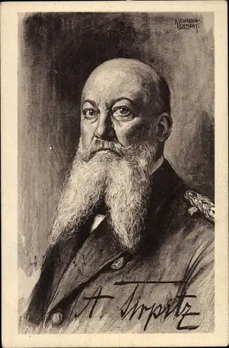 Künstler Ak Großadmiral Alfred von Tirpitz, Portrait, Kaiserliche Marine