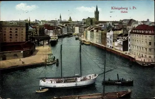 Ak Kaliningrad Königsberg Ostpreußen, Hafen, Segelschiff