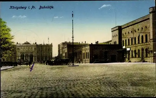 Ak Kaliningrad Königsberg Ostpreußen, Bahnhöfe, Bahnhofsplatz