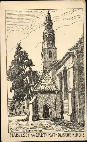 Künstler Ak Springer, E., Bystrzyca Kłodzka Habelschwerdt Schlesien, Katholische Kirche