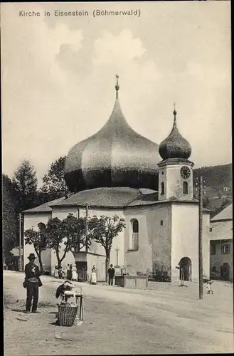 Ak Železná Ruda Markt Eisenstein Region Pilsen, Kirche