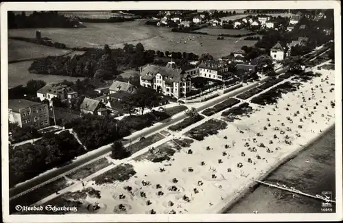 Ak Scharbeutz in Ostholstein, Blick auf den Strand, Fliegeraufnahme, Klinke 14449