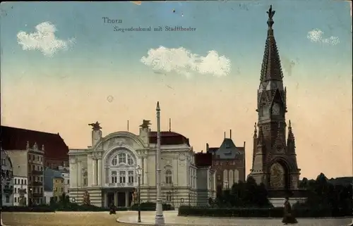 Ak Toruń Thorn Westpreußen, Siegesdenkmal, Stadttheater