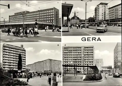 Ak Gera in Thüringen, Interhotel Gera, Straße der Republik, Neubauten im Zentrum
