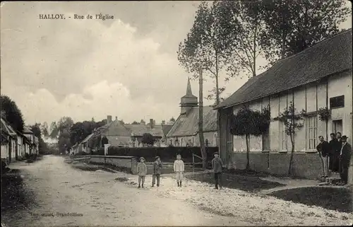 Ak Halloy Oise, Rue de Eglise