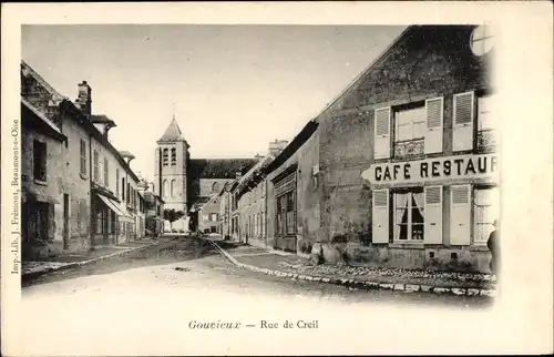 Ak Gouvieux Oise, Rue de Creil, Restaurant