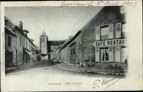 Ak Gouvieux Oise, Rue de Creil, Restaurant