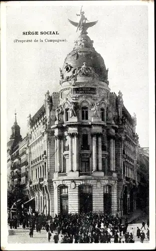 Ak Brüssel, Versicherungsgesellschaft La Union & Phenix Espagnol, Hauptgebäude Rue Neuve 20