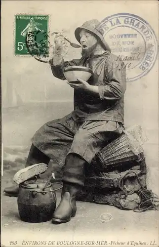 Ak Boulogne sur Mer Pas de Calais, Fischer aus Equihen
