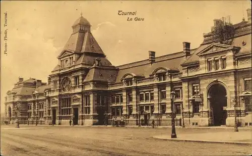 Ak Tournai Wallonien Hennegau, Bahnhof